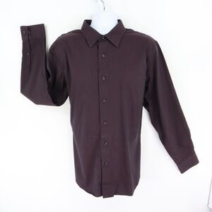Apt. 9 Dress Shirt Mens Sz XL Deep Maroon Black Stripes 100% Cotton Point Collar